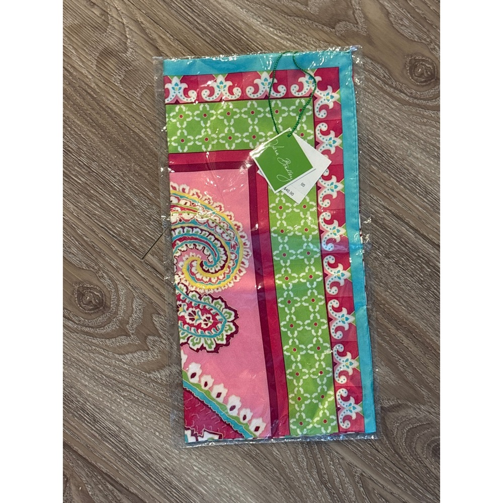 Vera Bradley Pink Paisley Green Geometric Square Scarf New With Tags